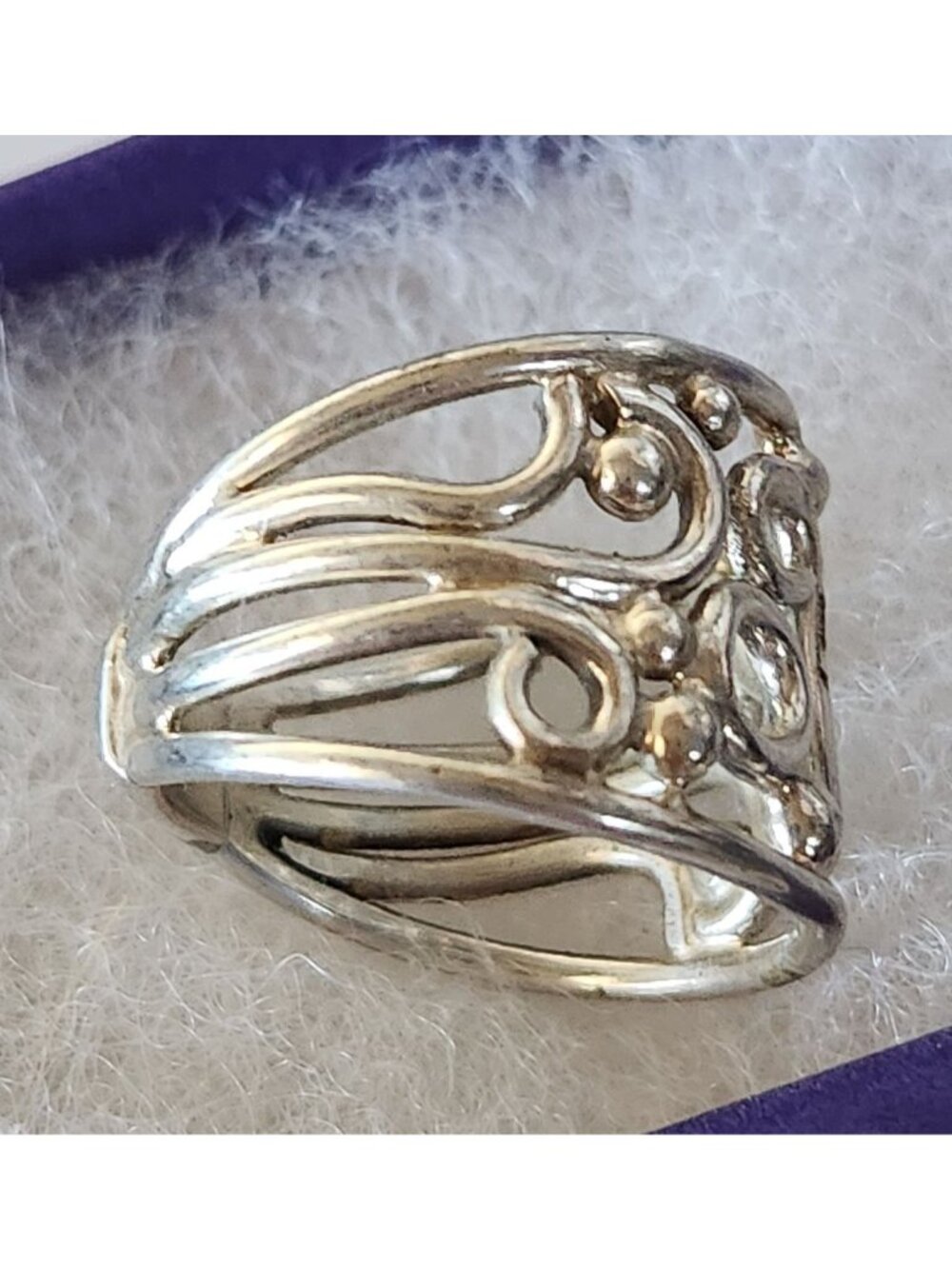 Ring Band Open Silver 20 mm wide Size 8 1/2 7.8 gr no Stone Jerry Fran Harr - Picture 6 of 12